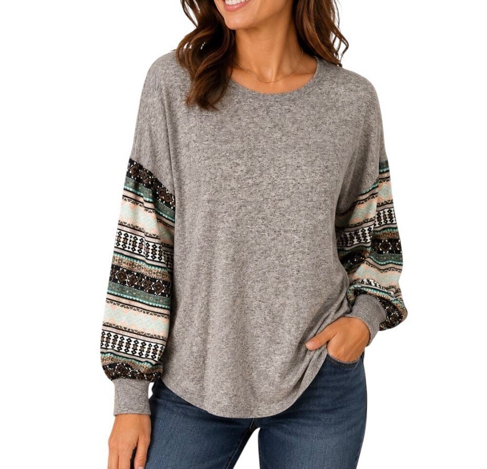 Grace & Emma Womens Relaxed Fit Long Sleeve Lightweight Top Size Small NWT